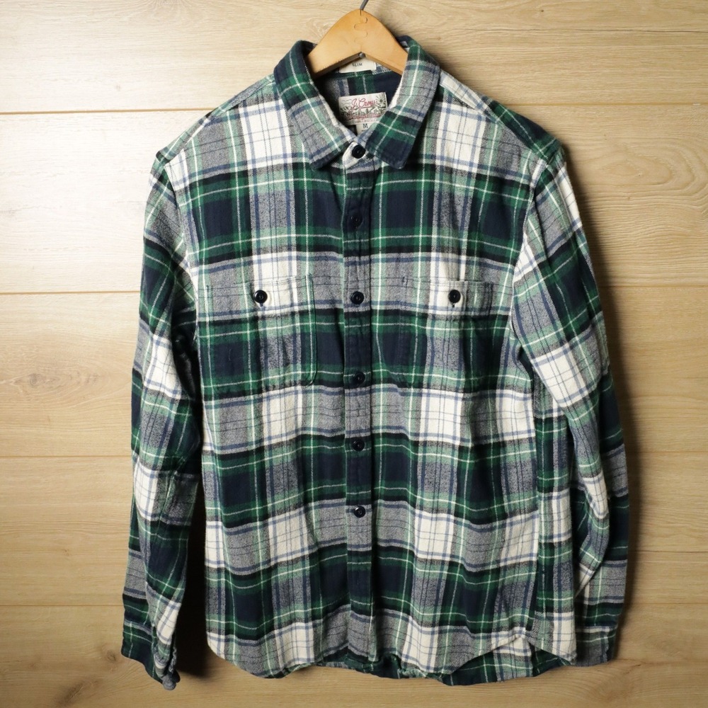 J‎ Crew Slim Double Brushed Flannel Plaid Long Sleeve Button Down Men Medium